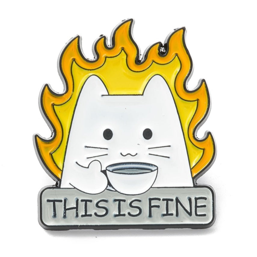 *This Is Fine* Cat Lapel Pin