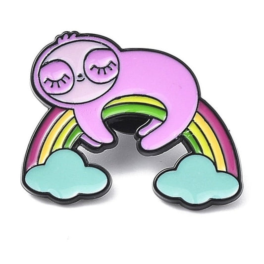 Sloth Over the Rainbow Lapel Pin